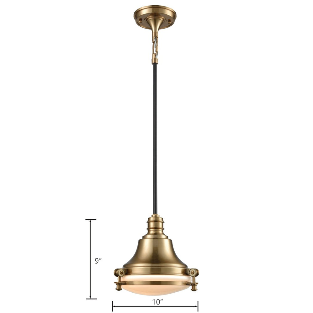 Atlas Riley 10'' Wide Mini Pendant Light - Nautical Industrial Design in Satin Brass for Modern Spaces CL11669-BS