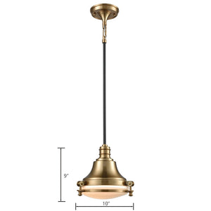 Atlas Riley 10'' Wide Mini Pendant Light - Nautical Industrial Design in Satin Brass for Modern Spaces CL11669-BS