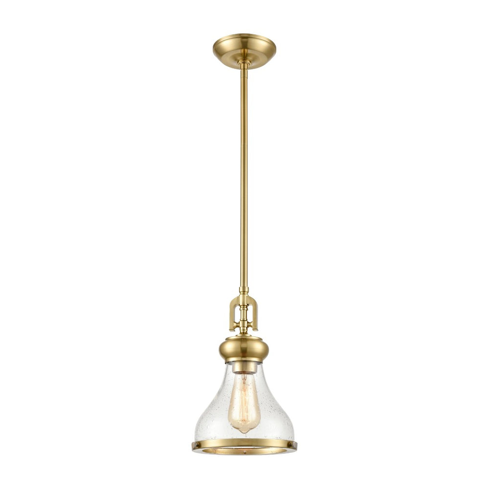 Atlas Rutherford Vintage-Inspired 1-Light Mini Pendant - Satin Brass, Frosted Glass Diffuser, Elegant Style CL11671-BS