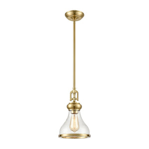 Atlas Rutherford Vintage-Inspired 1-Light Mini Pendant - Satin Brass, Frosted Glass Diffuser, Elegant Style CL11671-BS