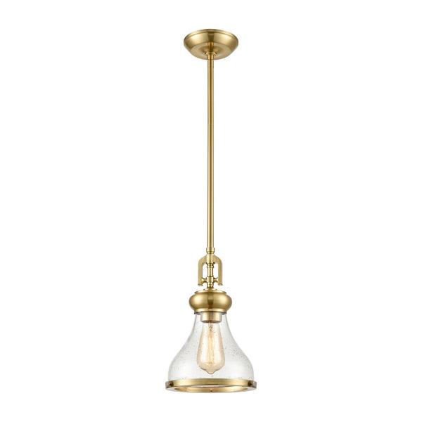 Atlas Rutherford Vintage-Inspired 1-Light Mini Pendant - Satin Brass, Frosted Glass Diffuser, Elegant Style CL11671-BS