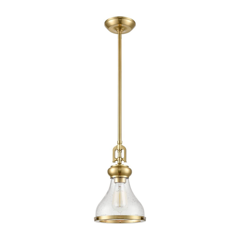 Atlas Rutherford Vintage-Inspired 1-Light Mini Pendant - Satin Brass, Frosted Glass Diffuser, Elegant Style CL11671-BS