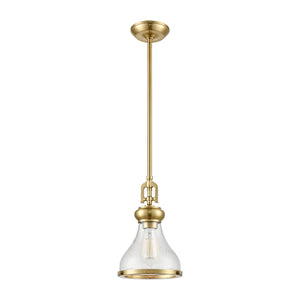 Atlas Rutherford Vintage-Inspired 1-Light Mini Pendant - Satin Brass, Frosted Glass Diffuser, Elegant Style CL11671-BS