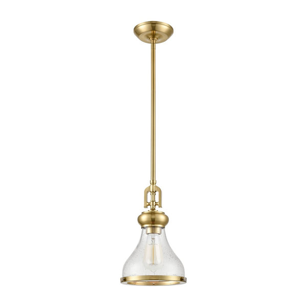 Atlas Rutherford Vintage-Inspired 1-Light Mini Pendant - Satin Brass, Frosted Glass Diffuser, Elegant Style CL11671-BS