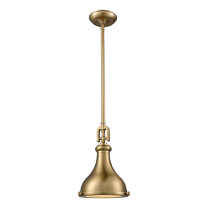 Atlas Rutherford 9" Wide Mini Pendant Light - Vintage Satin Brass with Frosted Glass Diffuser Charm CL11672-BS1