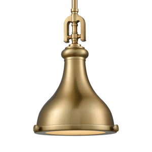 Atlas Rutherford 9" Wide Mini Pendant Light - Vintage Satin Brass with Frosted Glass Diffuser Charm CL11672-BS1