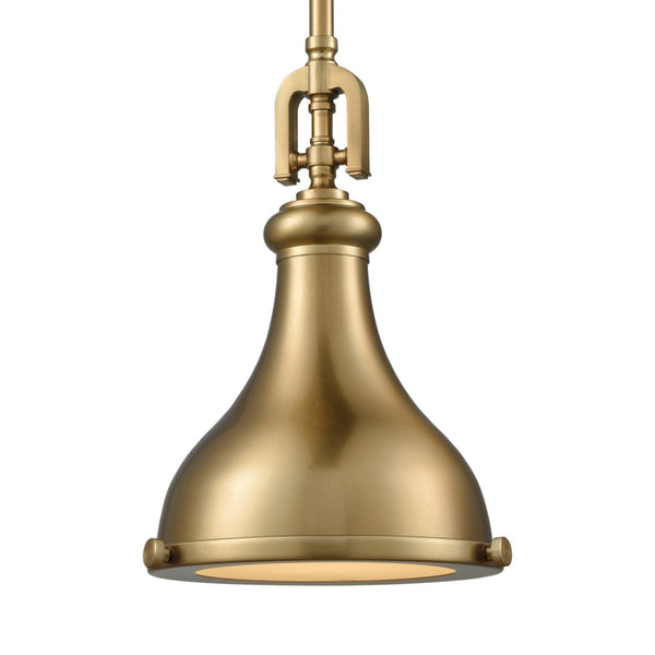 Atlas Rutherford 9" Wide Mini Pendant Light - Vintage Satin Brass with Frosted Glass Diffuser Charm CL11672-BS1