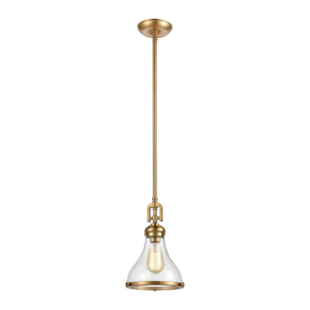 Atlas Rutherford 9” Wide Mini Pendant Light - Elegant Satin Brass with Frosted Glass for Warm Illumination CL11672-BS2