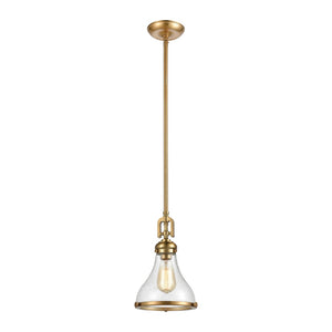 Atlas Rutherford 9” Wide Mini Pendant Light - Elegant Satin Brass with Frosted Glass for Warm Illumination CL11672-BS2