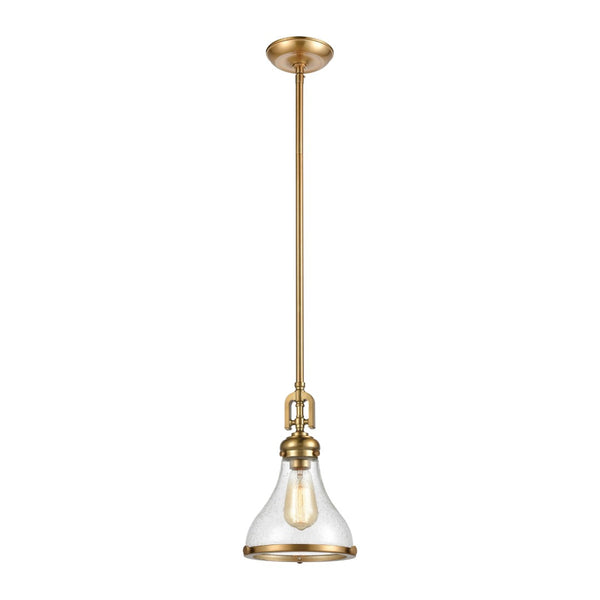 Atlas Rutherford 9” Wide Mini Pendant Light - Elegant Satin Brass with Frosted Glass for Warm Illumination CL11672-BS2