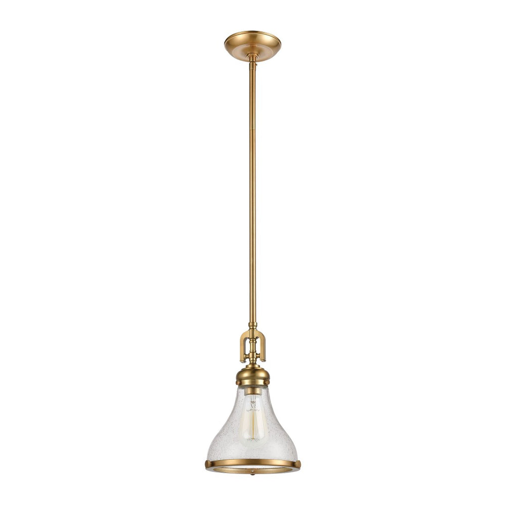 Atlas Rutherford 9” Wide Mini Pendant Light - Elegant Satin Brass with Frosted Glass for Warm Illumination CL11672-BS2