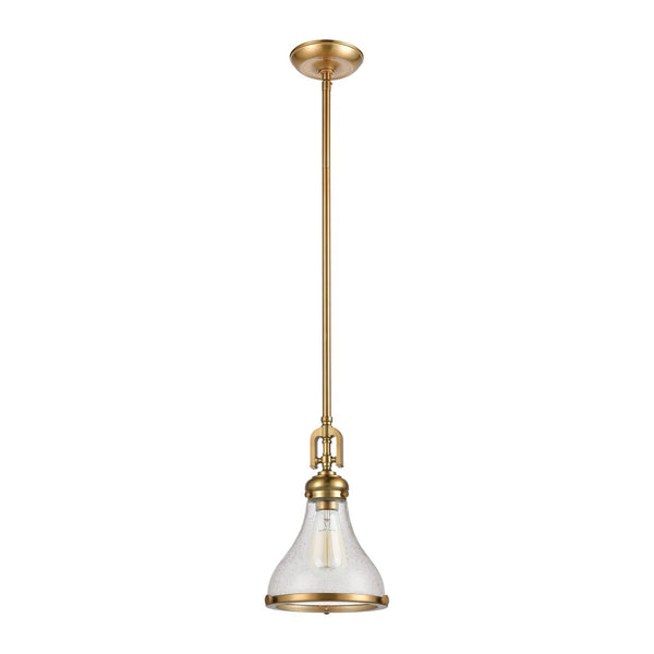 Atlas Rutherford 9” Wide Mini Pendant Light - Elegant Satin Brass with Frosted Glass for Warm Illumination CL11672-BS2