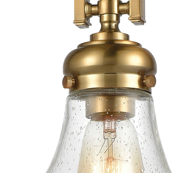 Atlas Rutherford 9” Wide Mini Pendant Light - Elegant Satin Brass with Frosted Glass for Warm Illumination CL11672-BS2