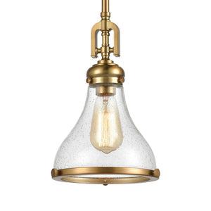 Atlas Rutherford 9” Wide Mini Pendant Light - Elegant Satin Brass with Frosted Glass for Warm Illumination CL11672-BS2