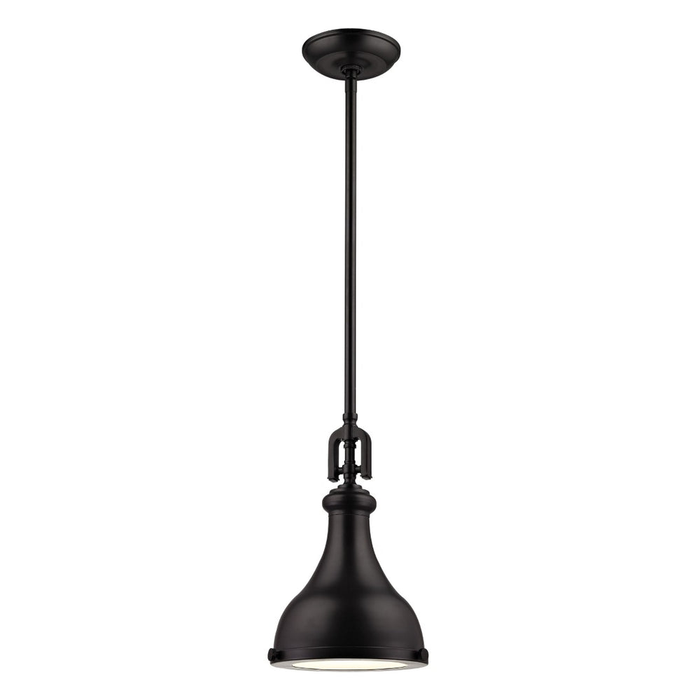 Atlas Rutherford 9" Wide Mini Pendant Light - Vintage Oil Rubbed Bronze with Frosted Glass Diffuser CL11672-BZ
