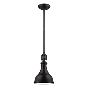 Atlas Rutherford 9" Wide Mini Pendant Light - Vintage Oil Rubbed Bronze with Frosted Glass Diffuser CL11672-BZ
