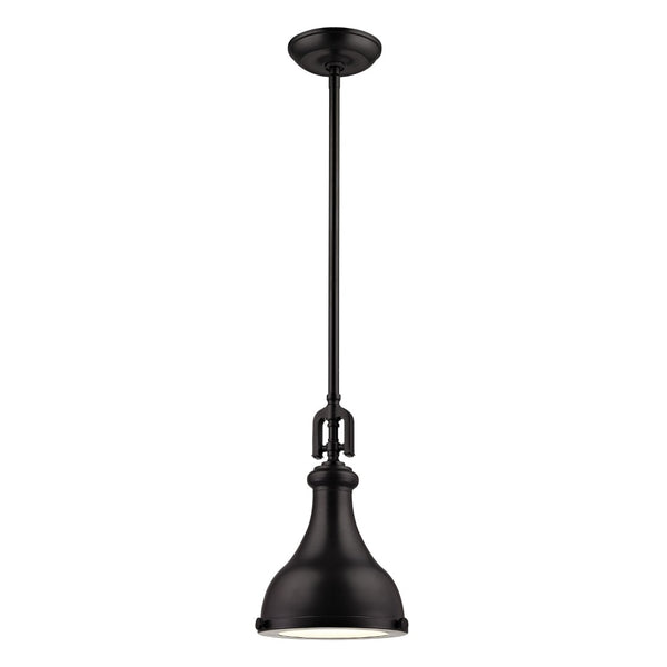 Atlas Rutherford 9" Wide Mini Pendant Light - Vintage Oil Rubbed Bronze with Frosted Glass Diffuser CL11672-BZ
