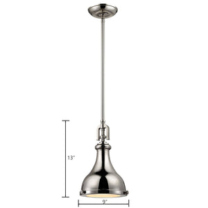Atlas Rutherford 9'' Wide 1-Light Mini Pendant - Elevate Your Space with Timeless Restoration Elegance Polished Nickel CL11672-NK1