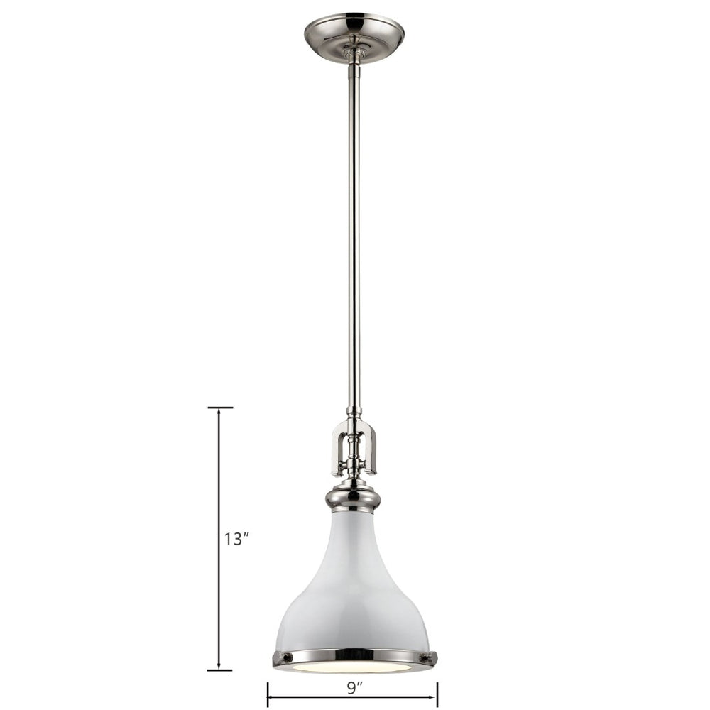 Atlas Rutherford 9'' Wide 1-Light Mini Pendant - Elevate Your Space with Timeless Restoration Elegance Gloss White CL11672-WH