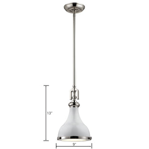 Atlas Rutherford 9'' Wide 1-Light Mini Pendant - Elevate Your Space with Timeless Restoration Elegance Gloss White CL11672-WH