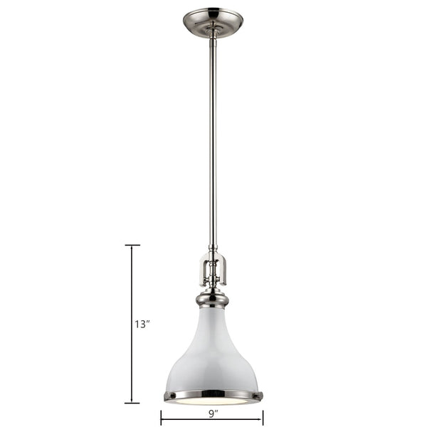 Atlas Rutherford 9'' Wide 1-Light Mini Pendant - Elevate Your Space with Timeless Restoration Elegance Gloss White CL11672-WH