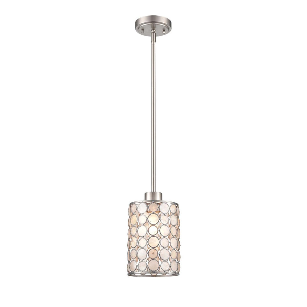 Atlas Sagamore 6" Wide Mini Pendant Light - Handcrafted Capiz Shell Shade in Brushed Nickel Finish CL11674-NK