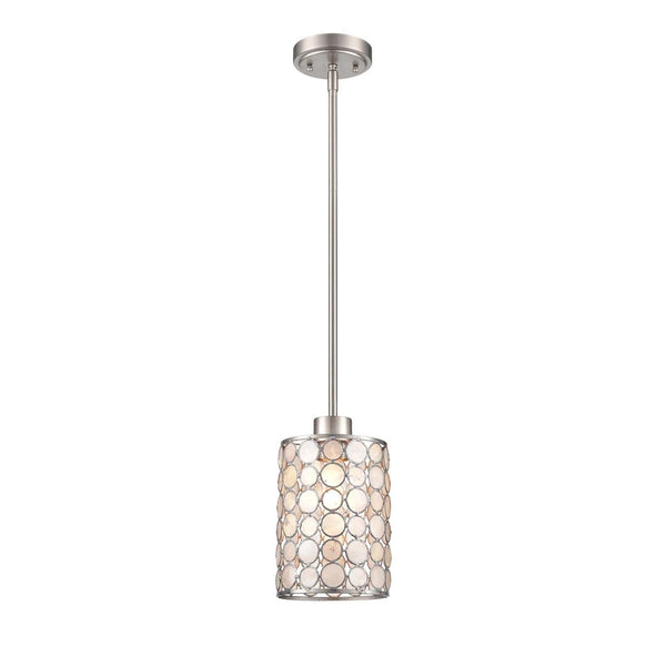 Atlas Sagamore 6" Wide Mini Pendant Light - Handcrafted Capiz Shell Shade in Brushed Nickel Finish CL11674-NK