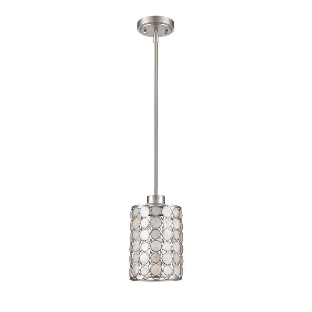 Atlas Sagamore 6" Wide Mini Pendant Light - Handcrafted Capiz Shell Shade in Brushed Nickel Finish CL11674-NK
