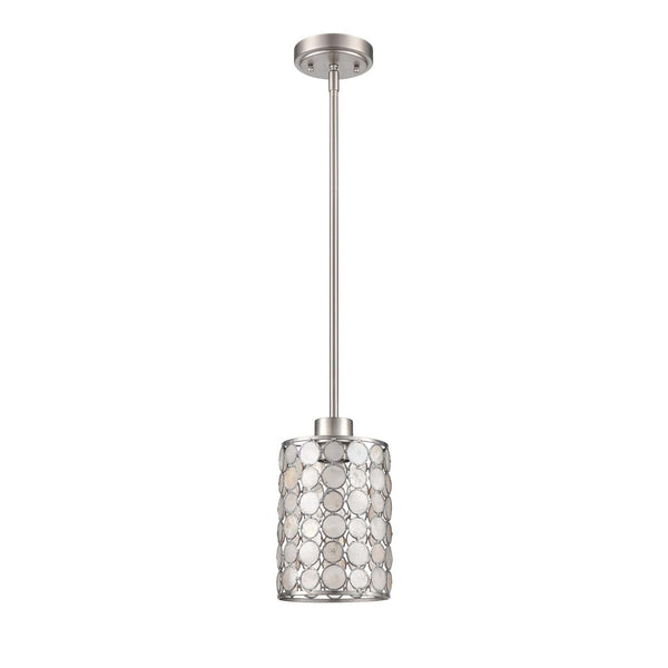 Atlas Sagamore 6" Wide Mini Pendant Light - Handcrafted Capiz Shell Shade in Brushed Nickel Finish CL11674-NK