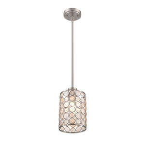 Atlas Sagamore 6" Wide Mini Pendant Light - Handcrafted Capiz Shell Shade in Brushed Nickel Finish CL11674-NK