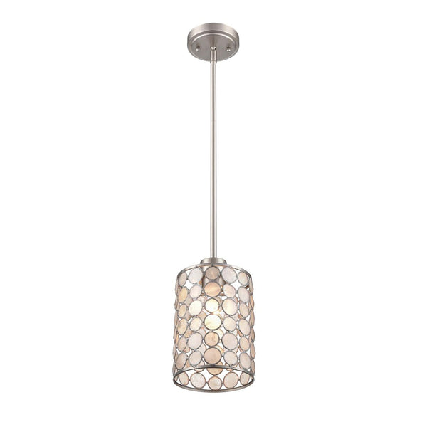 Atlas Sagamore 6" Wide Mini Pendant Light - Handcrafted Capiz Shell Shade in Brushed Nickel Finish CL11674-NK
