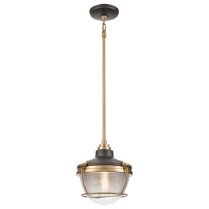 Atlas Seaway Passage 10” Wide Nautical-Inspired Mini Pendant Light with Ribbed Glass for Stylish Interiors Oil Rubbed Bronze CL11677-BZ