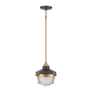 Atlas Seaway Passage 10” Wide Nautical-Inspired Mini Pendant Light with Ribbed Glass for Stylish Interiors Oil Rubbed Bronze CL11677-BZ