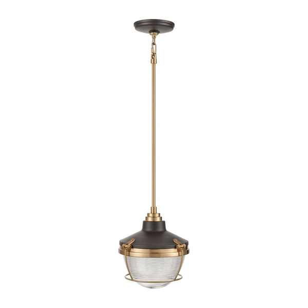 Atlas Seaway Passage 10” Wide Nautical-Inspired Mini Pendant Light with Ribbed Glass for Stylish Interiors Oil Rubbed Bronze CL11677-BZ