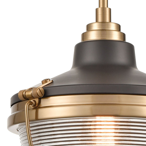 Atlas Seaway Passage 10” Wide Nautical-Inspired Mini Pendant Light with Ribbed Glass for Stylish Interiors Oil Rubbed Bronze CL11677-BZ