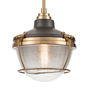 Atlas Seaway Passage 10” Wide Nautical-Inspired Mini Pendant Light with Ribbed Glass for Stylish Interiors Oil Rubbed Bronze CL11677-BZ