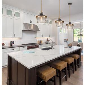 Atlas Seaway Passage 10” Wide Nautical-Inspired Mini Pendant Light with Ribbed Glass for Stylish Interiors Oil Rubbed Bronze CL11677-BZ