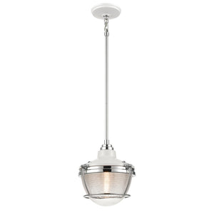 Atlas Seaway Passage 10” Wide Nautical-Inspired Mini Pendant Light with Ribbed Glass for Stylish Interiors Polished Nickel CL11677-NK1