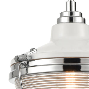 Atlas Seaway Passage 10” Wide Nautical-Inspired Mini Pendant Light with Ribbed Glass for Stylish Interiors Polished Nickel CL11677-NK1