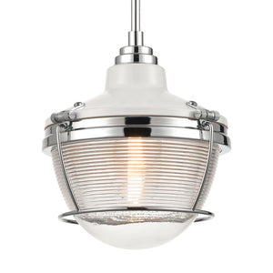 Atlas Seaway Passage 10” Wide Nautical-Inspired Mini Pendant Light with Ribbed Glass for Stylish Interiors Polished Nickel CL11677-NK1