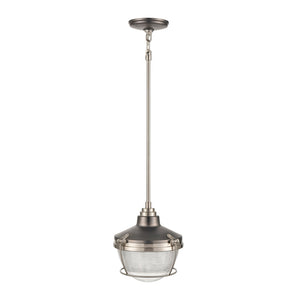 Atlas Seaway Passage 10” Wide Nautical-Inspired Mini Pendant Light with Ribbed Glass for Stylish Interiors Satin Nickel CL11677-NK2