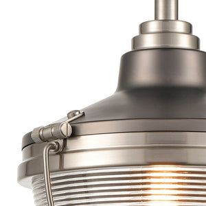 Atlas Seaway Passage 10” Wide Nautical-Inspired Mini Pendant Light with Ribbed Glass for Stylish Interiors Satin Nickel CL11677-NK2