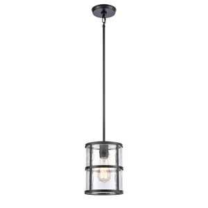 Atlas Solace 7'' Wide 1-Light Mini Pendant - Matte Black, Ripple Glass Diffuser for Modern Homes CL11679-BK