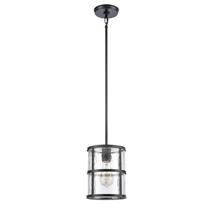 Atlas Solace 7'' Wide 1-Light Mini Pendant - Matte Black, Ripple Glass Diffuser for Modern Homes CL11679-BK