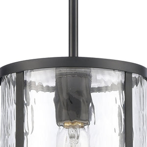 Atlas Solace 7'' Wide 1-Light Mini Pendant - Matte Black, Ripple Glass Diffuser for Modern Homes CL11679-BK