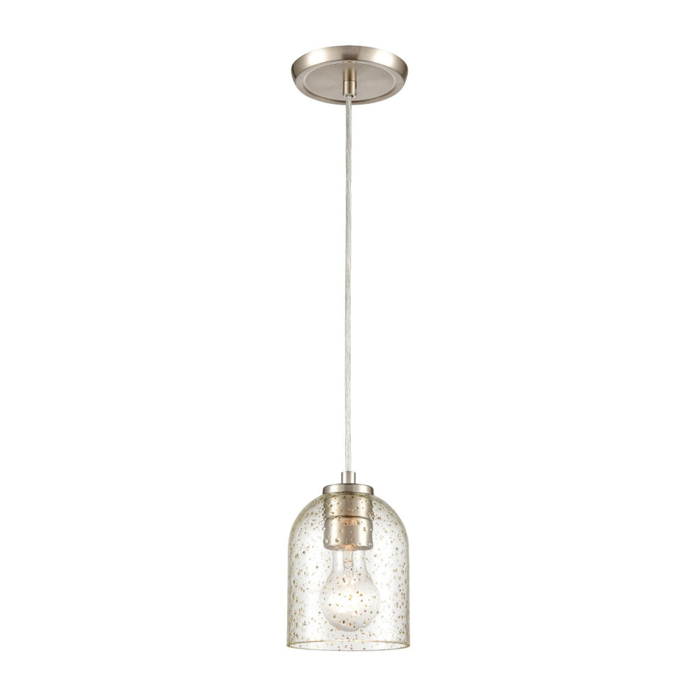 Atlas Sprinkle 5" Wide Mini Pendant Light - Clear Glass with Amber Speckles in Satin Nickel Finish CL11680-CL