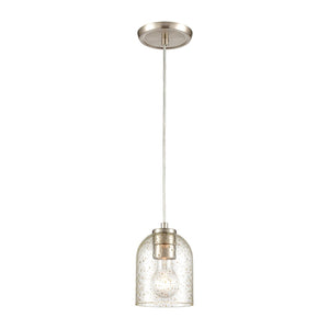Atlas Sprinkle 5" Wide Mini Pendant Light - Clear Glass with Amber Speckles in Satin Nickel Finish CL11680-CL