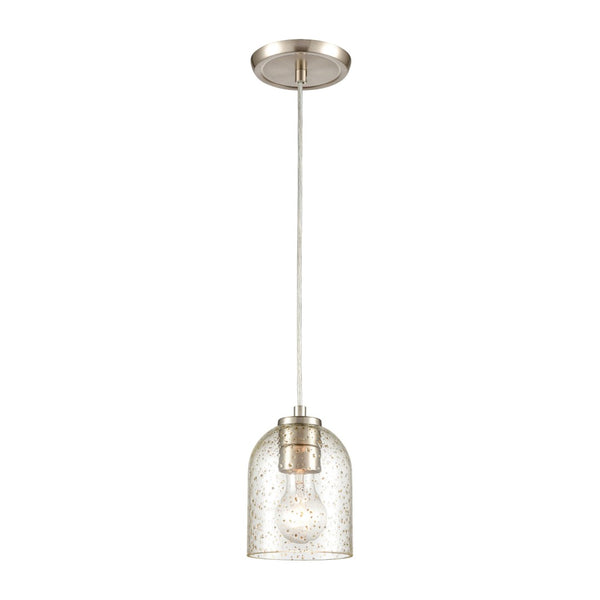 Atlas Sprinkle 5" Wide Mini Pendant Light - Clear Glass with Amber Speckles in Satin Nickel Finish CL11680-CL