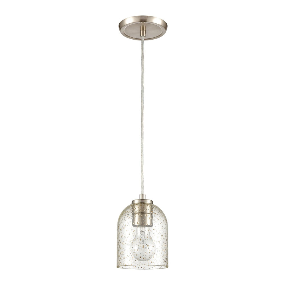 Atlas Sprinkle 5" Wide Mini Pendant Light - Clear Glass with Amber Speckles in Satin Nickel Finish CL11680-CL