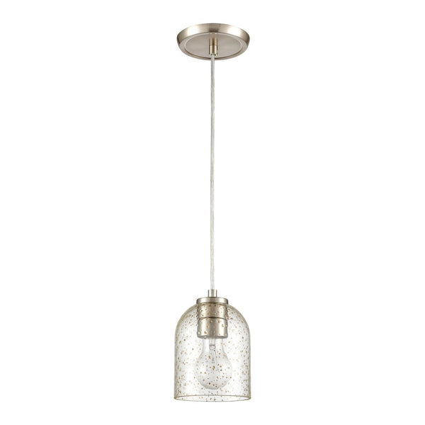 Atlas Sprinkle 5" Wide Mini Pendant Light - Clear Glass with Amber Speckles in Satin Nickel Finish CL11680-CL